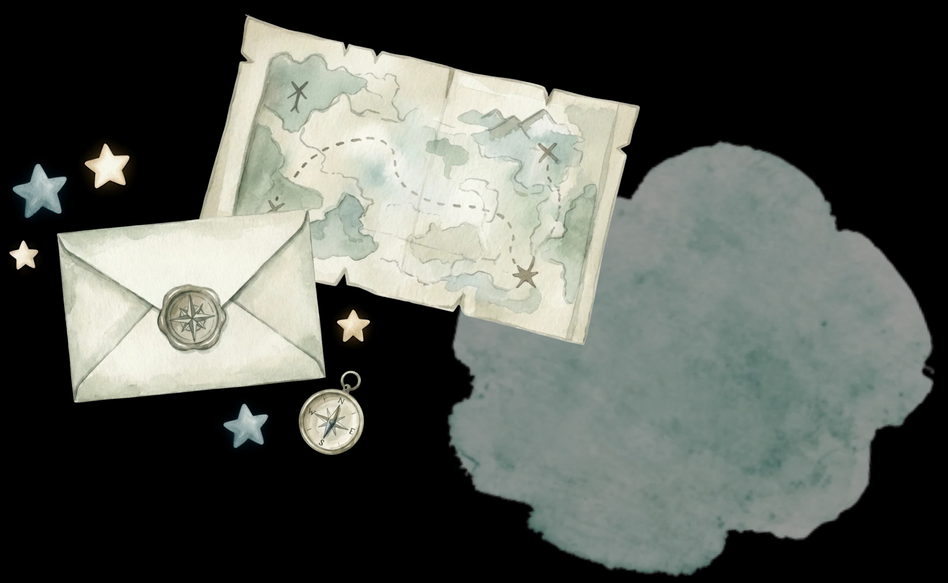 Illustration einer vorbereiteten Abenteuerpost auf warmem Papier